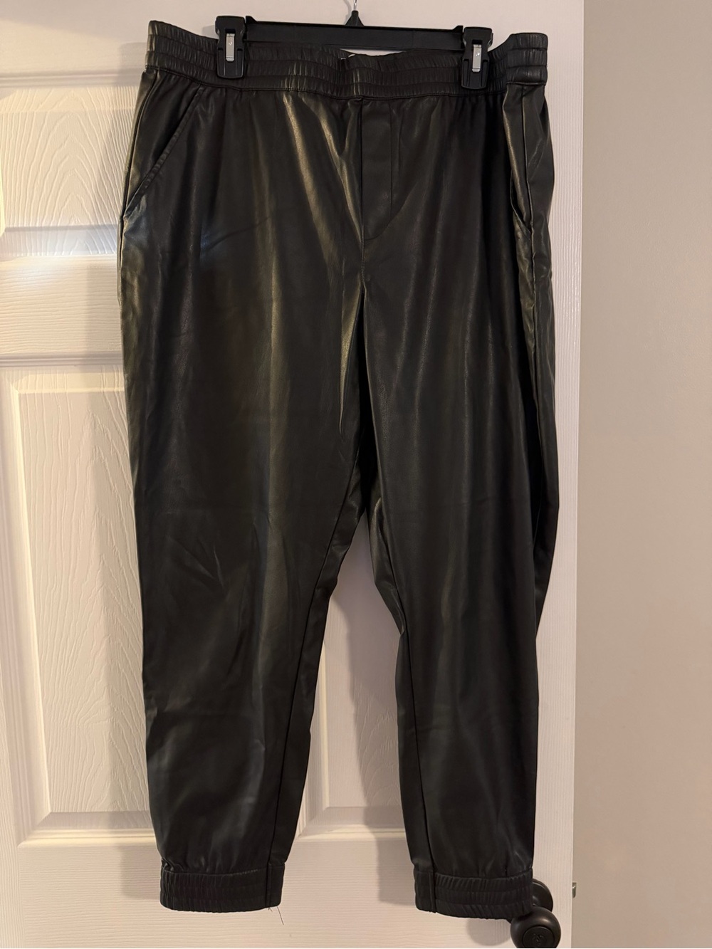 Dear John Black Faux Leather Joggers